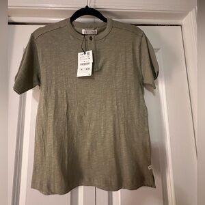 Zara Boys Henley Shirt - Olive Green - NWT